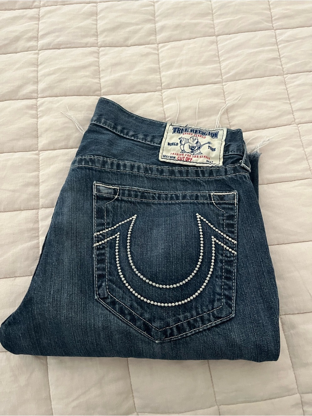 True Religion Blue Denim Jean shorts cut off - Picture 10 of 10